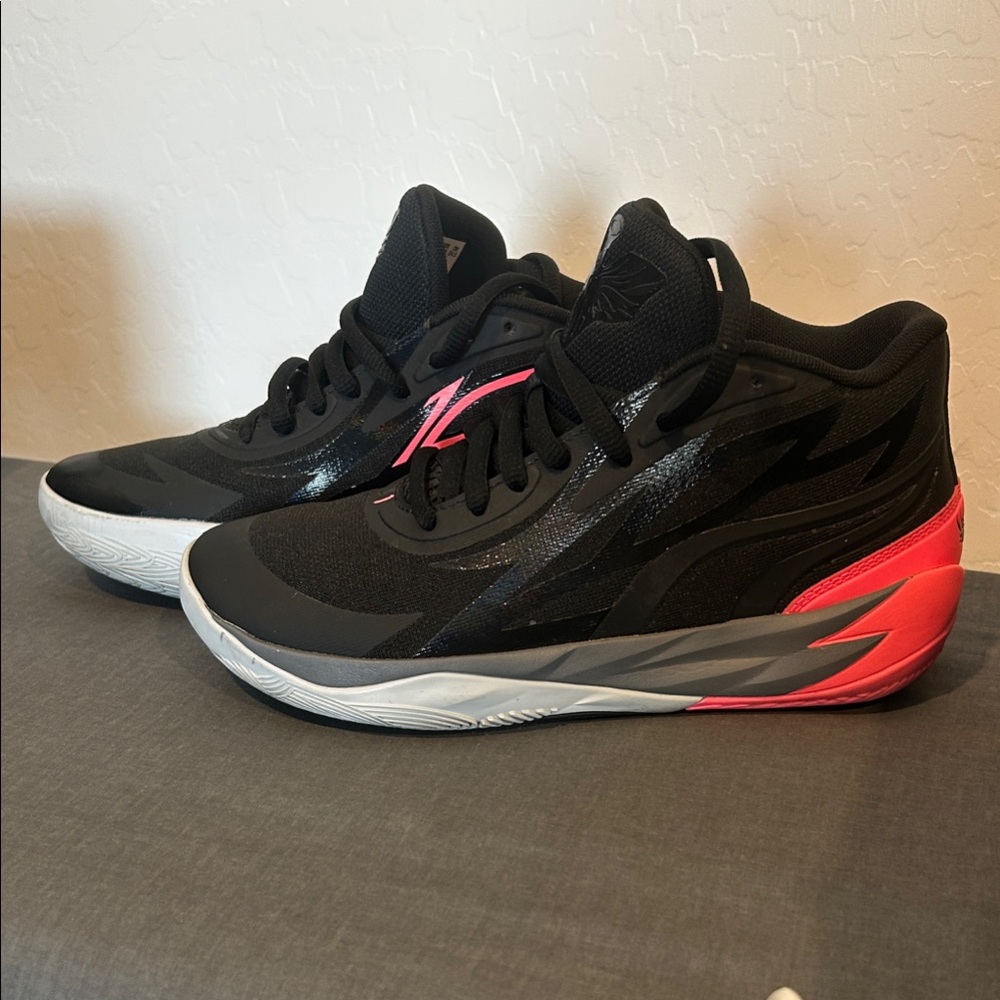 Black and Pink High-Top Sneakers